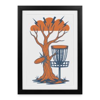 Tempête de paniers volants à disque de l’arbre au disc golf - Affiche encadrée (27 × 37 cm) - noir - Devant