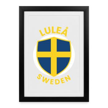 Bouclier de Luleå Drapeau suédois - Affiche encadrée (27 × 37 cm) - noir - Devant