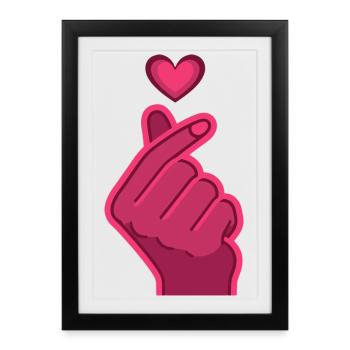 Kpop Finger Heart Korean Pop Cute Love Korea Music - Framed poster (27 × 37 cm) - black - Front