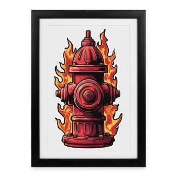 Fire Brigade Dad T-Shirt Gift Fire Brigade Fire Hydrant - Framed poster (27 × 37 cm) - black - Front