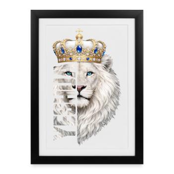 Lion of Judah, King Jesus, Son of Yahweh, Christian - Framed poster (27 × 37 cm) - black - Front
