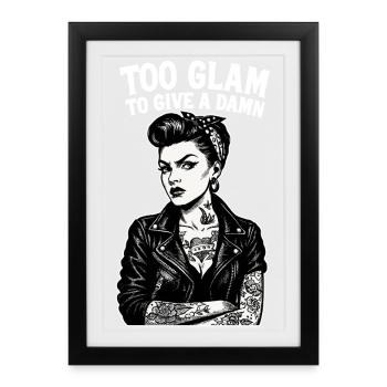 Rockabella Pin-Up: Outlaw Tattoo Girl & Leather Jacket - Framed poster (27 × 37 cm) - black - Front