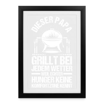 Barbecue, fête des pères, papa - Affiche encadrée (27 × 37 cm) - noir - Devant
