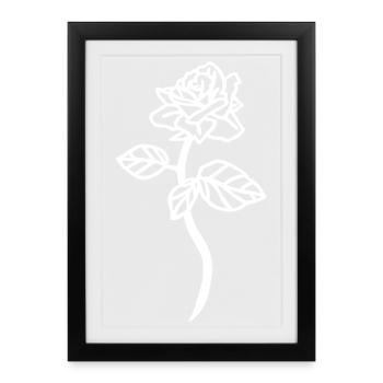 La rose blanche - Affiche encadrée (27 × 37 cm) - noir - Devant