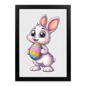 Chemise de Pâques mignonne Lapin de Pâques Cool - Affiche encadrée (27 × 37 cm) - noir - Devant