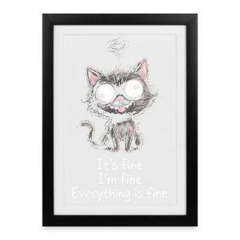 Ça va, je vais bien, tout va bien, chats - Affiche encadrée (27 × 37 cm) - noir - Devant