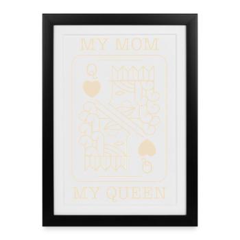 Mère, Reine, Carte de poker - Affiche encadrée (27 × 37 cm) - noir - Devant