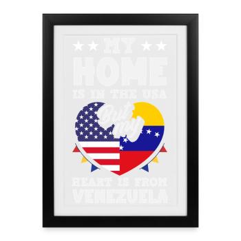 Drapeau du Venezuela Fierté & Maison Venezuela - Affiche encadrée (27 × 37 cm) - noir - Devant