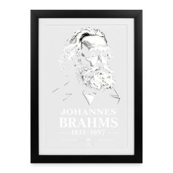 Johannes Brahms Komponist Dirigent Pianist - Gerahmtes Poster (27 × 37 cm) - Schwarz - Vorne