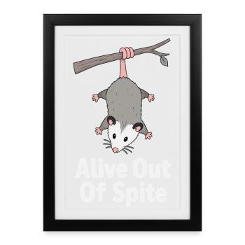 Alive Defiance Funny Opossum Sarcastic - Framed poster (27 × 37 cm) - black - Front