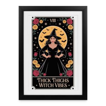Vibrations de sorcière à cuisses épaisses Tarot - Affiche encadrée (27 × 37 cm) - noir - Devant