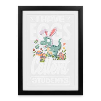 Joyeuse Pâques, douce chasse aux œufs du lapin, œufs de Pâques - Affiche encadrée (27 × 37 cm) - noir - Devant