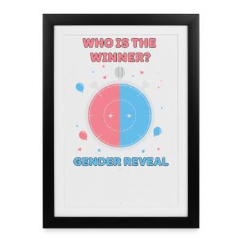 Gender Reveal Who Is The Winner Baby Shower - Framed poster (27 × 37 cm) - black - Front