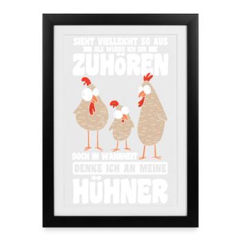 Hühnerflüsterer Huhn Hühnerhalter Hühner - Gerahmtes Poster (27 × 37 cm) - Schwarz - Vorne