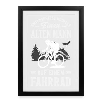 Alter Mann Rennrad Radsport Opa Lustiger Spruch - Gerahmtes Poster (27 × 37 cm) - Schwarz - Vorne