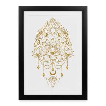 Spiritualité Fleur de Lotus Symbole de Géométrie Sacrée - Affiche encadrée (27 × 37 cm) - noir - Devant