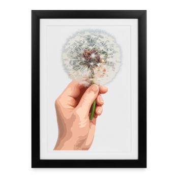 Dandelion Hand Flower Design - Framed poster (27 × 37 cm) - black - Front