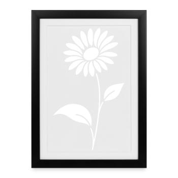 Abstrakte Blumen Silhouette Sommermotiv - Gerahmtes Poster (27 × 37 cm) - Schwarz - Vorne