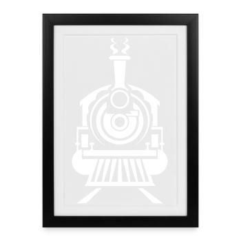 Steam locomotive sketch - Framed poster (27 × 37 cm) - black - Front