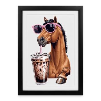 Bubble Tea pour cheval - Affiche encadrée (27 × 37 cm) - noir - Devant