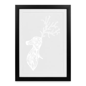 Cerf - Affiche encadrée (27 × 37 cm) - noir - Devant