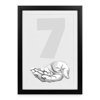Funny Seven Meme Hand Gen Alpha Trend Joke - Framed poster (27 × 37 cm) - black - Front