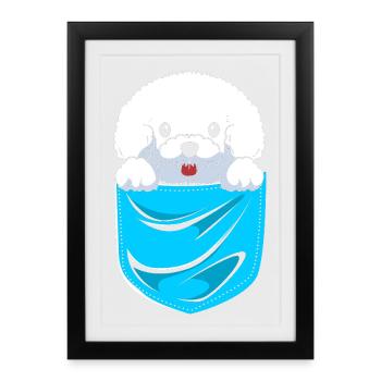 Bichon Frise Dog - Affiche encadrée (27 × 37 cm) - noir - Devant
