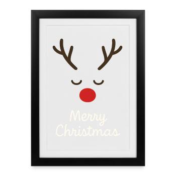 Hirsch Rudolph Merry Christmas - Framed poster (27 × 37 cm) - black - Front