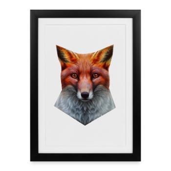 Tête de renard - Affiche encadrée (27 × 37 cm) - noir - Devant