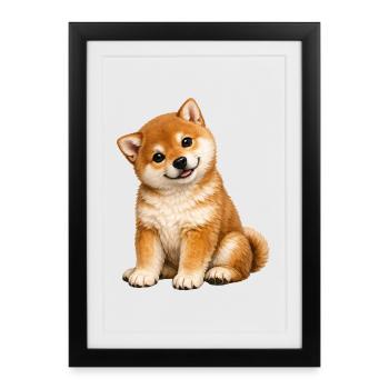 Mignon chiot Shiba Inu - Affiche encadrée (27 × 37 cm) - noir - Devant