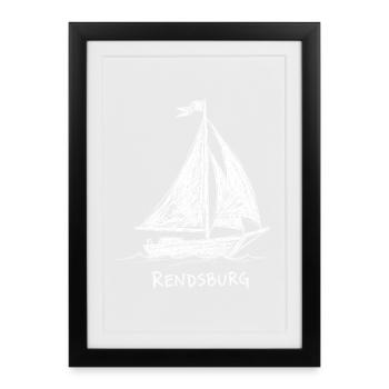 Rendsburg Voilier – Conception de croquis en navigation maritime - Affiche encadrée (27 × 37 cm) - noir - Devant