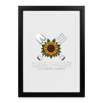 Sonnenblumen Gartentherapie - Gerahmtes Poster (27 × 37 cm) - Schwarz - Vorne