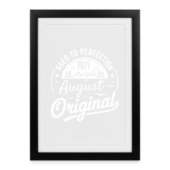 August Original 1971 Vintage Badge - Framed poster (27 × 37 cm) - black - Front