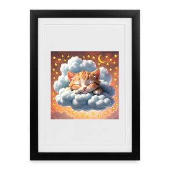 chat endormi - Affiche encadrée (27 × 37 cm) - noir - Devant