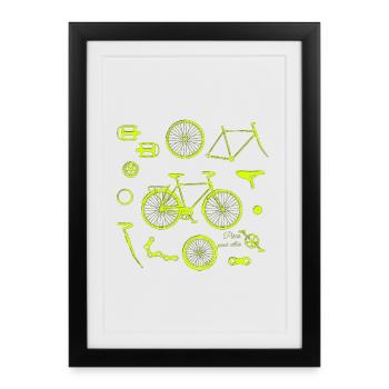 Illustration de pièces de vélo - Affiche encadrée (27 × 37 cm) - noir - Devant