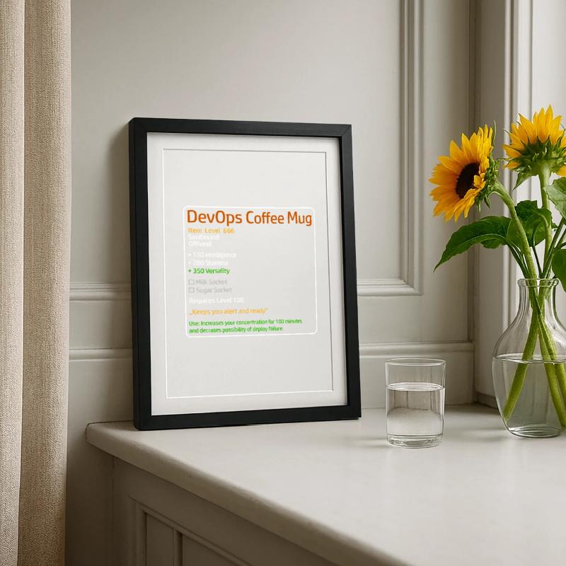 DevOps Kaffeetasse System Admin Theme Gerahmtes Poster (27 × 37 cm)