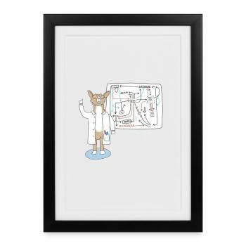 Le Lama, en tant que scientifique, explique les connexions - Affiche encadrée (27 × 37 cm) - noir - Devant