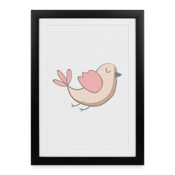 Oiseau - Affiche encadrée (27 × 37 cm) - noir - Devant