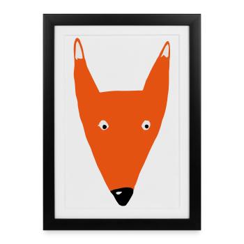 Renard tête mam - Affiche encadrée (27 × 37 cm) - noir - Devant