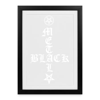 Black Metal - reversed cross with pentagram - Framed poster (27 × 37 cm) - black - Front