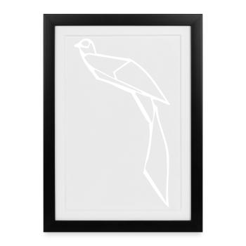 Faisan - Origami - Affiche encadrée (27 × 37 cm) - noir - Devant