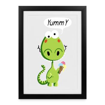 Drôle Dragon - Dragons - Comique - Affiche encadrée (27 × 37 cm) - noir - Devant