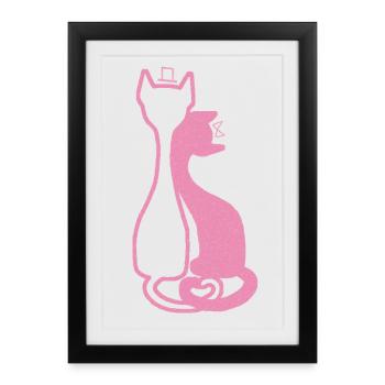 Elegant Cat Couple – Pink - Framed poster (27 × 37 cm) - black - Front