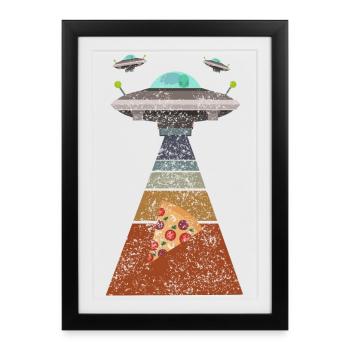 Pizza Ufo - Affiche encadrée (27 × 37 cm) - noir - Devant