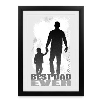 Daddy best dad ever boy - Affiche encadrée (27 × 37 cm) - noir - Devant