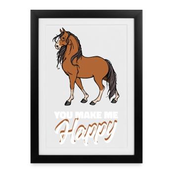 Stallion Horses Statement Icelandic Horses Horse Fan - Framed poster (27 × 37 cm) - black - Front