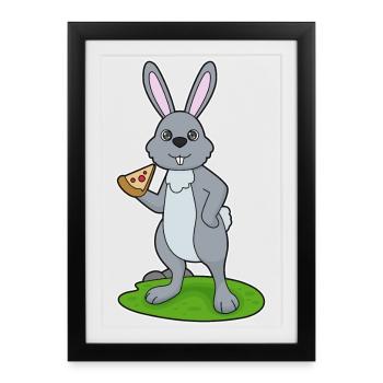 Bunny Pizza - Affiche encadrée (27 × 37 cm) - noir - Devant