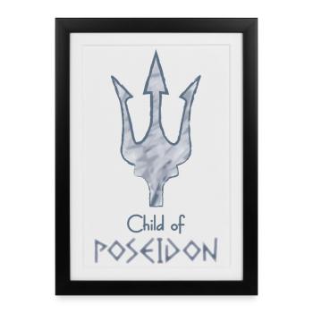 Child of Poseidon – Percy Jackson inspired design - Framed poster (27 × 37 cm) - black - Front