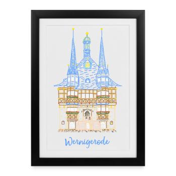 Wernigerode, historic town hall, East Germany - Framed poster (27 × 37 cm) - black - Front