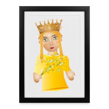 La belle princesse comme figure de théâtre de marionnettes - Affiche encadrée (27 × 37 cm) - noir - Devant